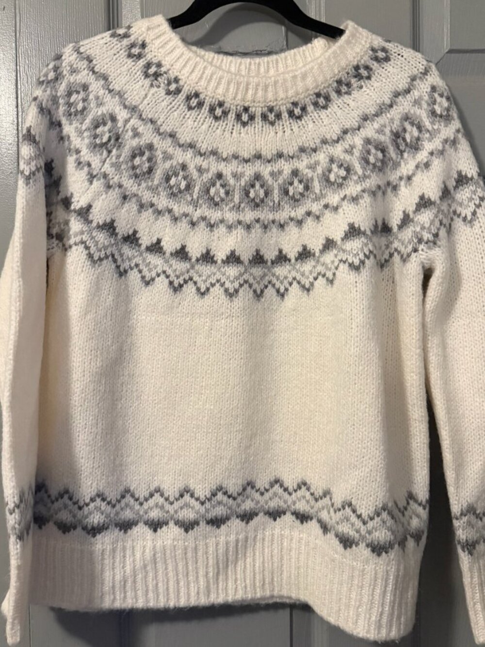 NWT Calvin Klein Fair Isle Sweater Size Small | Ivory Gray Cozy Knit
